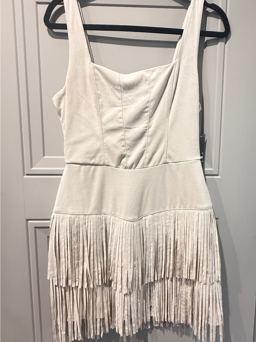 NWT, White Fringe Tiered Sleeveless Dress - Women's, Size Medium